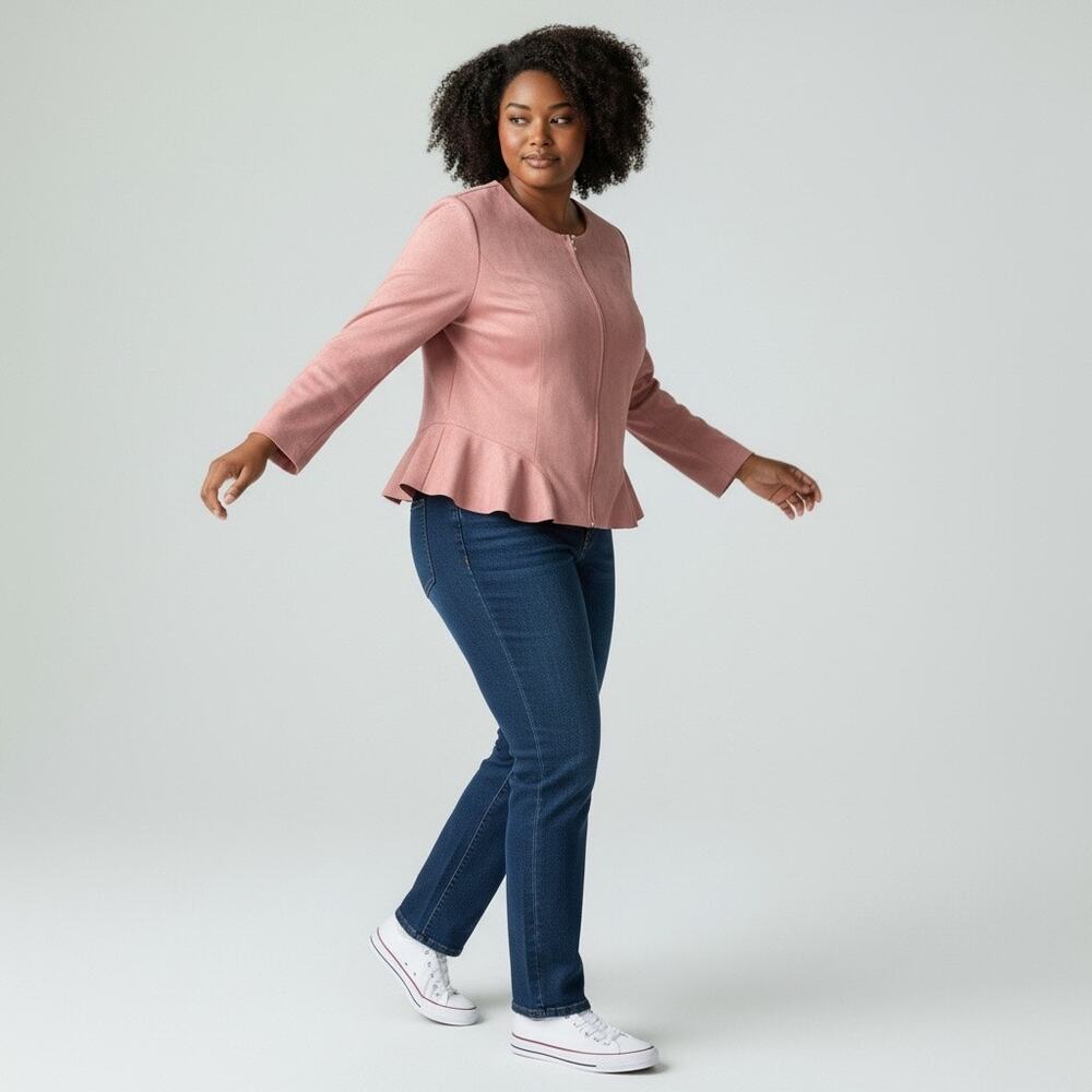 Lane Bryant Ultra Suede Peplum Jacket 24W‎ Pink Zip Front